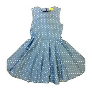 Girls Dress Size 6 7 A Line‎ Blue Polka Dot Party Classic Style 50's Costume